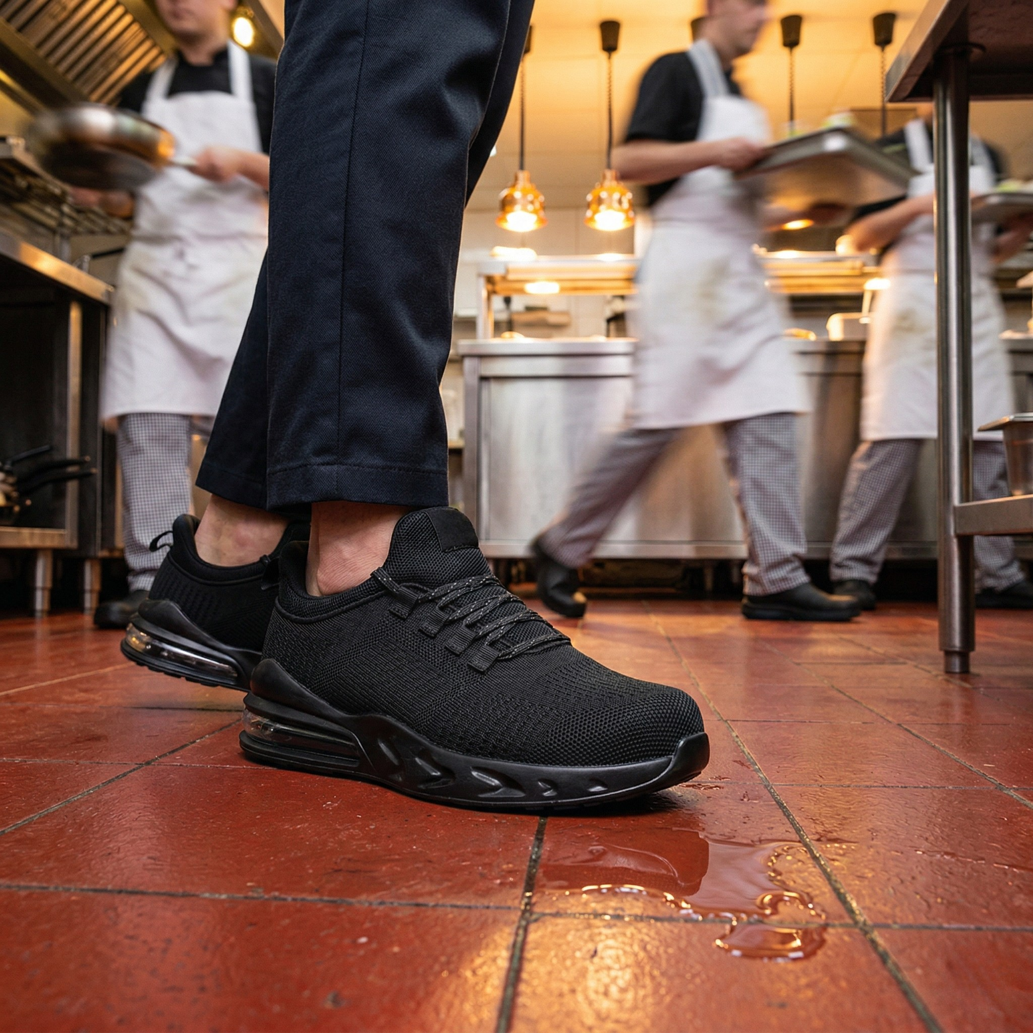 Larnmern Non Slip Shoes Waterproof Oil Resistant Work Shoes For Men,#21107