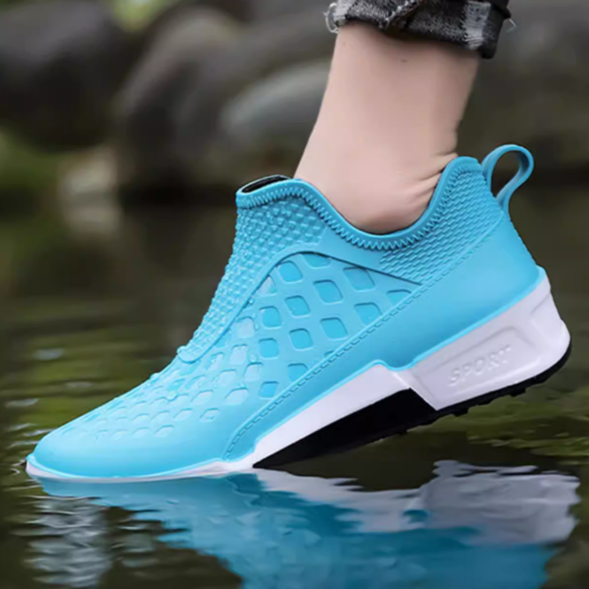 Men's Slip On Lightweight Rain Shoes Outdoor Waterproof Rubber Shoes