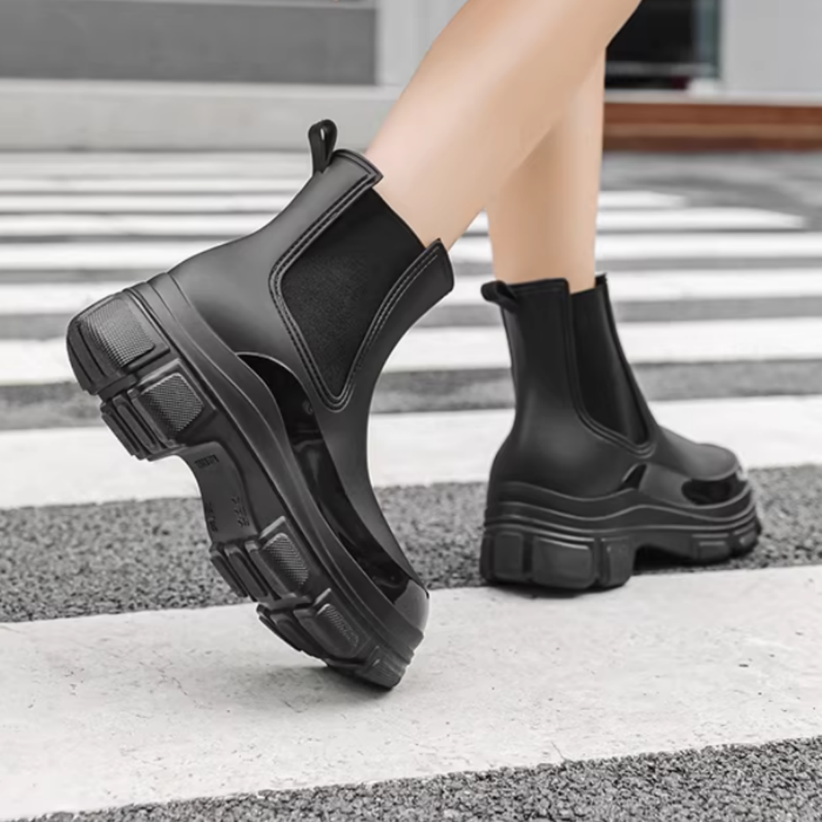 Women’s Waterproof Chelsea Rain Boots Anti-Slip Ankle Rain Shoes