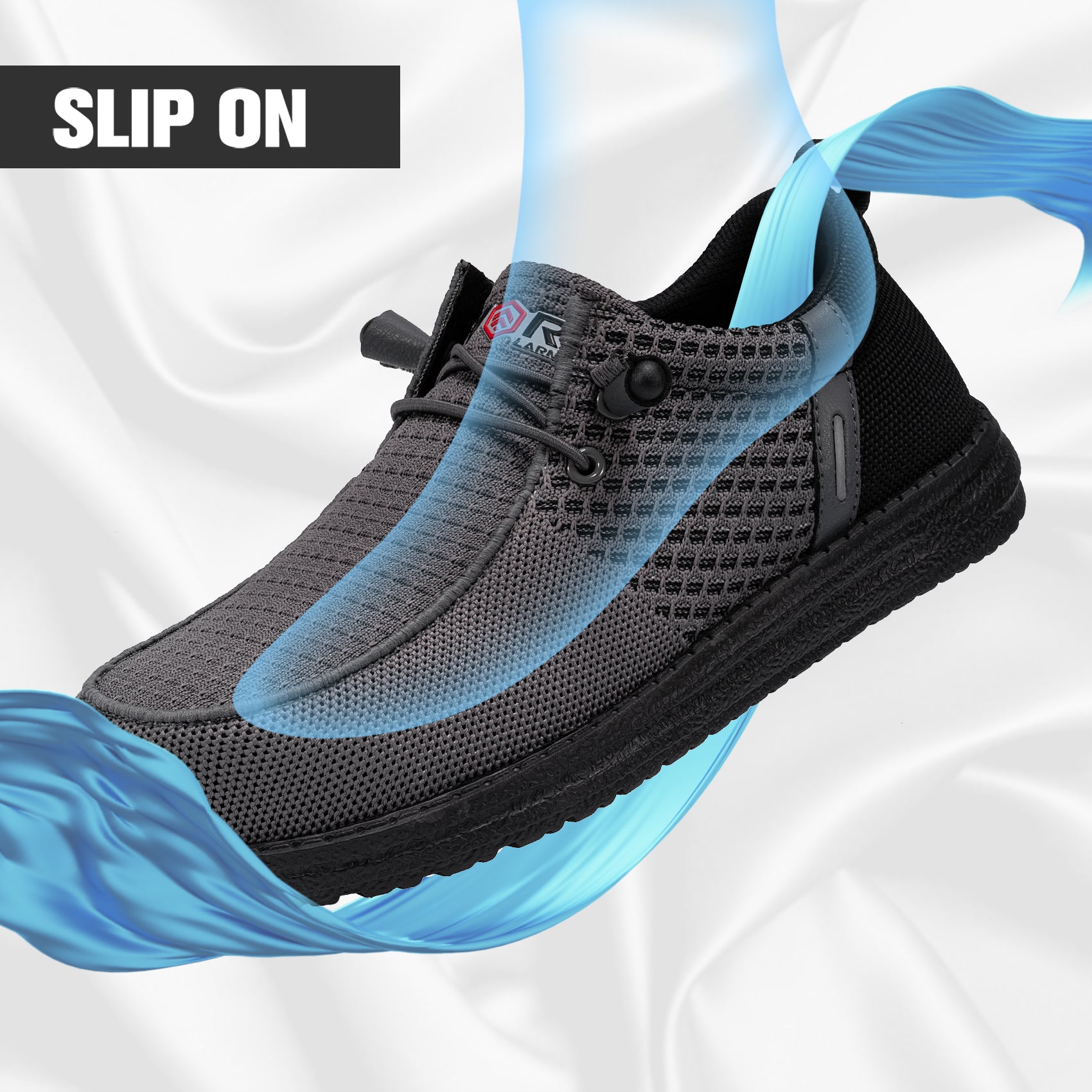 LARNMERN Slip On Steel Toe Shoes Men