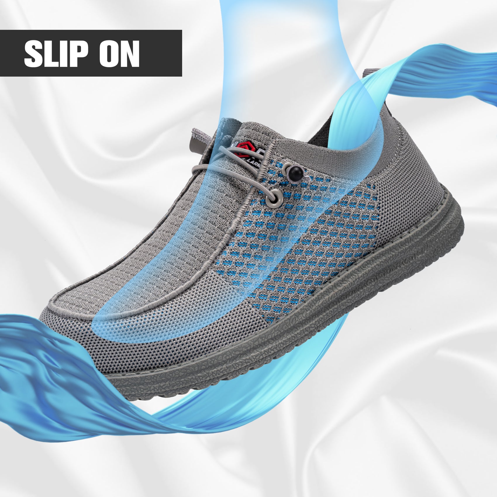 LARNMERN Slip On Steel Toe Shoes Men