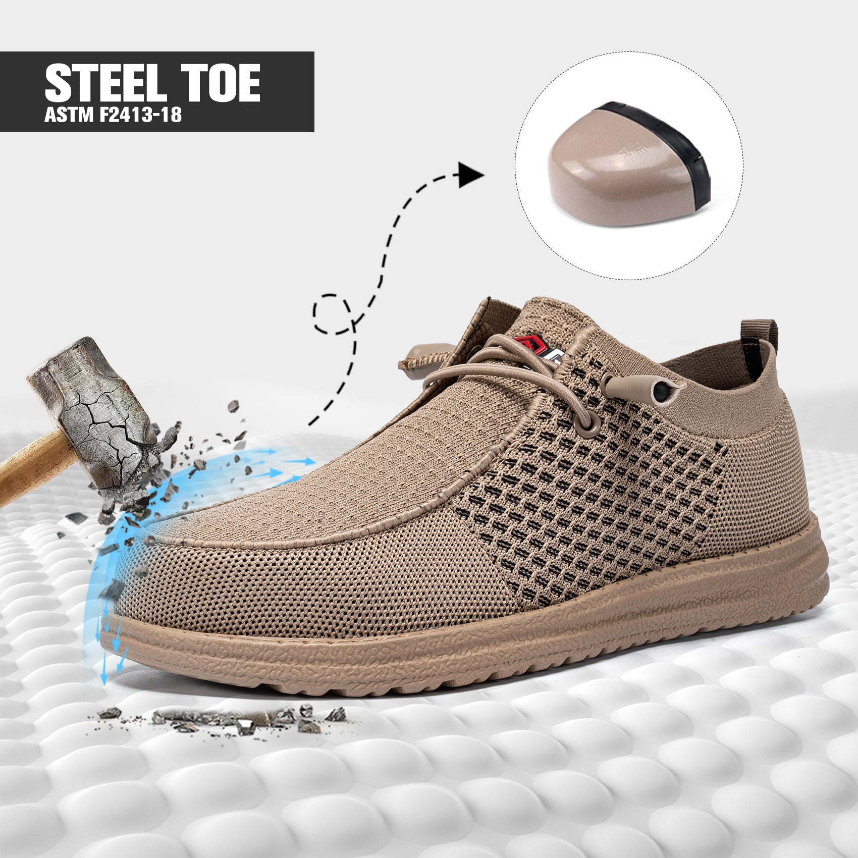 LARNMERN Slip On Steel Toe Shoes Men